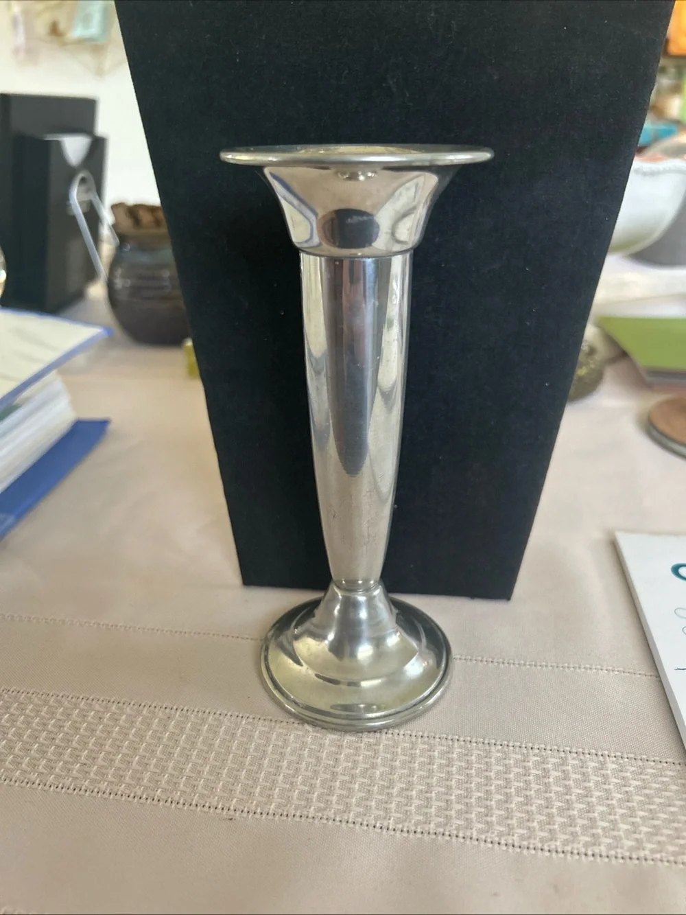 Polished Pewter Taper Bud Vase - Sleek Home Accent